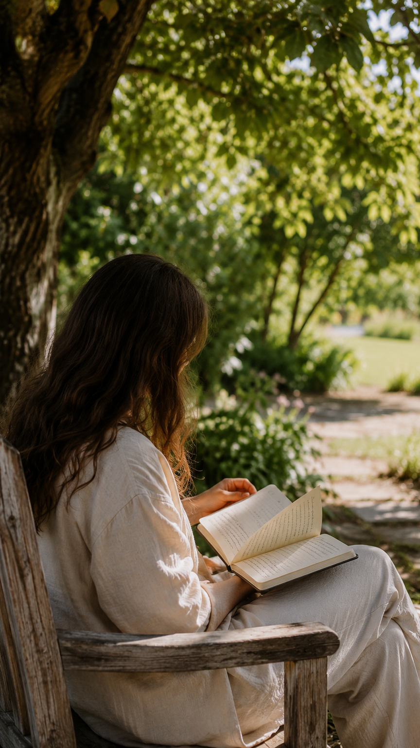 Journaling für Anfänger Person liest frühere Journaling-Einträge zur Selbstreflexion