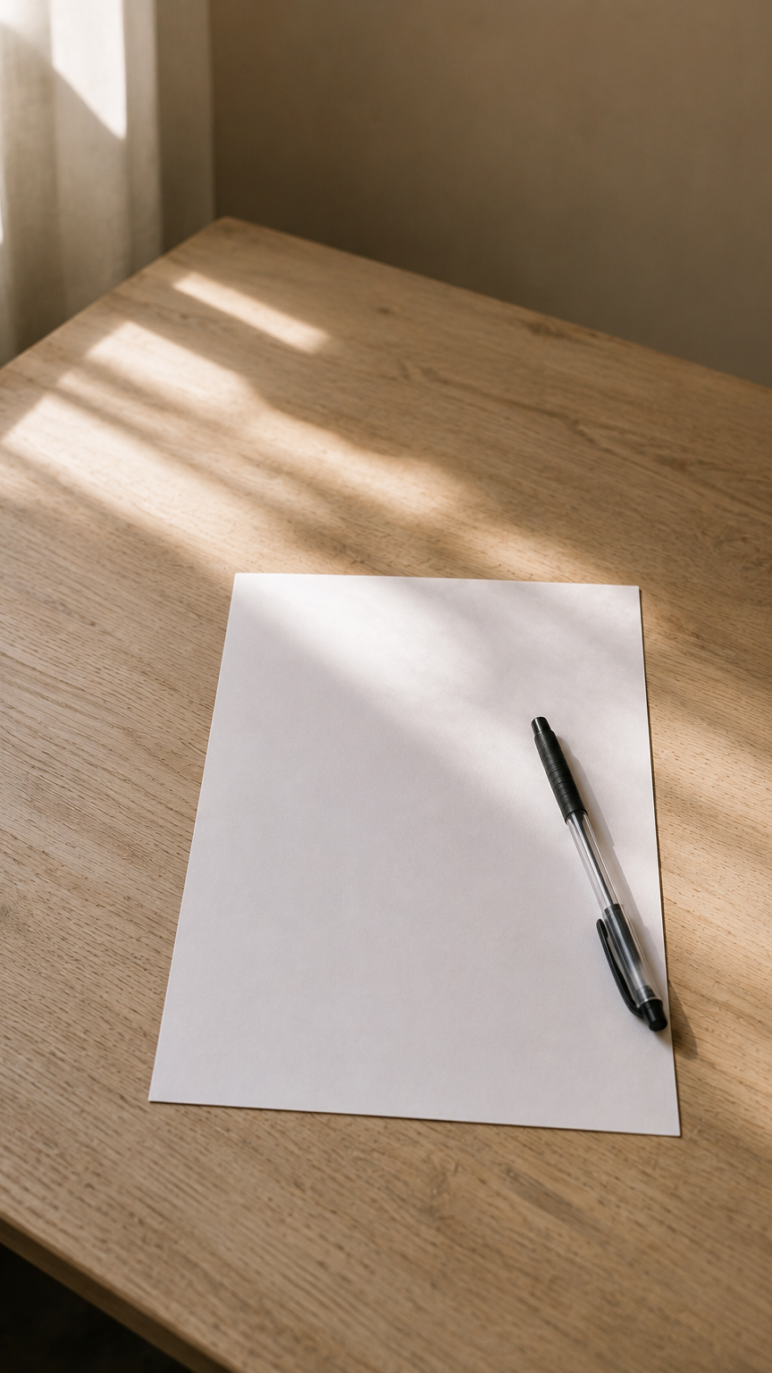 Journaling für Anfänger Blatt Papier und Kugelschreiber als einfacher Journaling-Einstieg